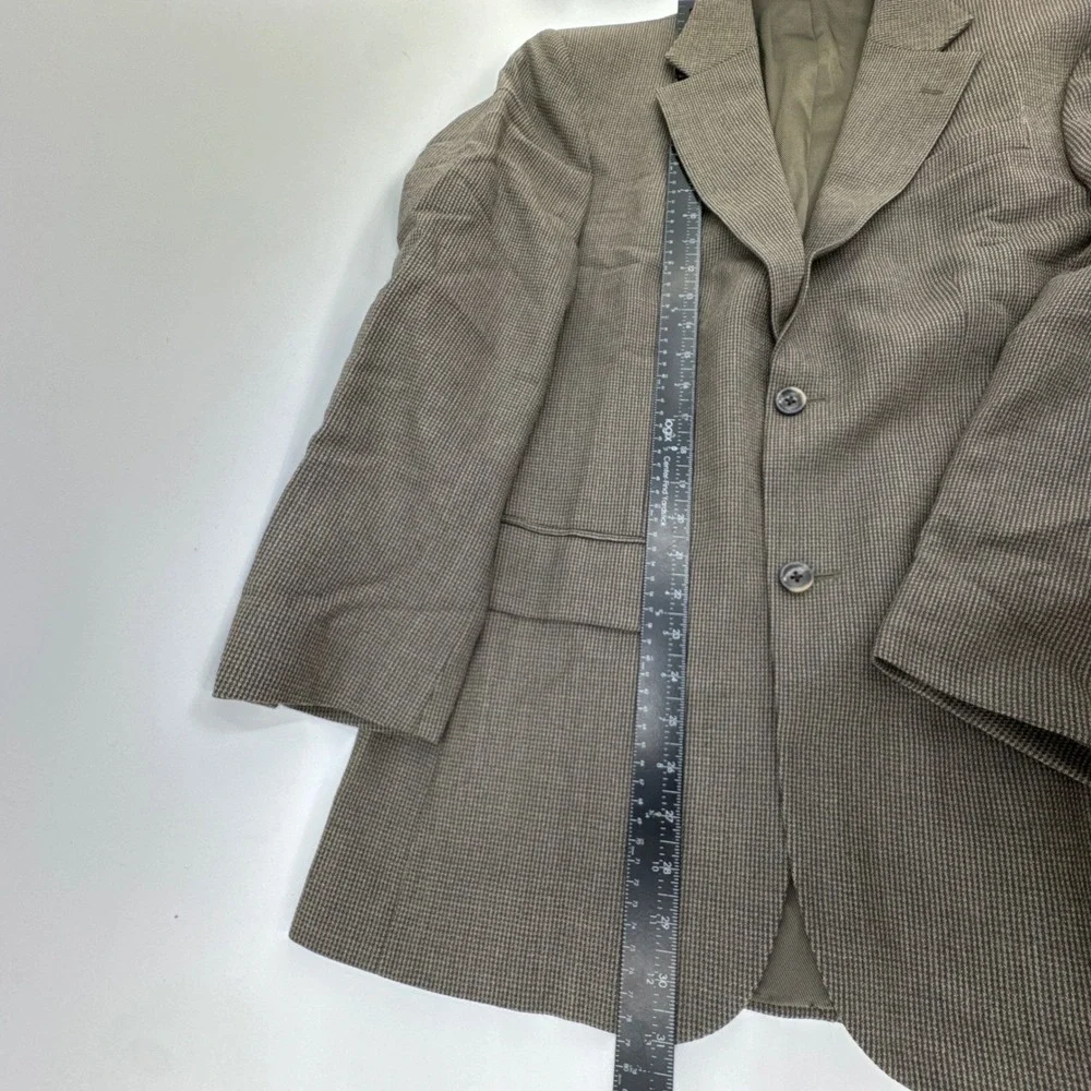 Oscar‎ de la Renta Mens Blazer 44R Gray Micro Houndstooth Two Button Sport Coat